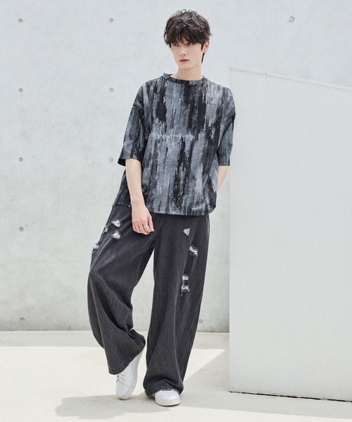 ASTRONOMY(アストロノミー)の「ビンテージ加工グラフィックTシャツ グラデーション/総柄(Tシャツ/カットソー・メンズ・ブラック系2/ホワイト系2/ブラック/ホワイト・S/M/L/XL)」の17枚目の写真