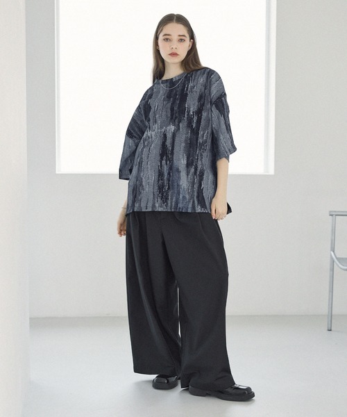 セール】ビンテージ加工グラフィックTシャツ グラデーション/総柄（T