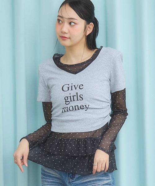 3.3 Field Trip (3.3フィールドトリップ)の「3.3 Field Trip/ドットフリルシアーロングスリーブ(Tシャツ/カットソー・レディース・ブラック/ホワイト・FREE)」の1枚目の写真
