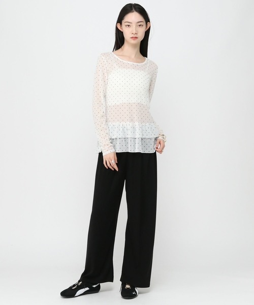 3.3 Field Trip (3.3フィールドトリップ)の「3.3 Field Trip/ドットフリルシアーロングスリーブ(Tシャツ/カットソー・レディース・ブラック/ホワイト・FREE)」の8枚目の写真