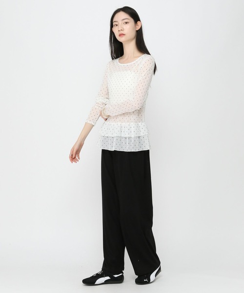 3.3 Field Trip (3.3フィールドトリップ)の「3.3 Field Trip/ドットフリルシアーロングスリーブ(Tシャツ/カットソー・レディース・ブラック/ホワイト・FREE)」の9枚目の写真
