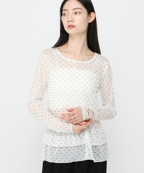 3.3 Field Trip (3.3フィールドトリップ)の「3.3 Field Trip/ドットフリルシアーロングスリーブ(Tシャツ/カットソー・レディース・ブラック/ホワイト・FREE)」の11枚目の写真