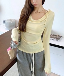 COMON＋（コモンプラス）の「ドレープリボン長袖カットソー（Tシャツ/カットソー）」