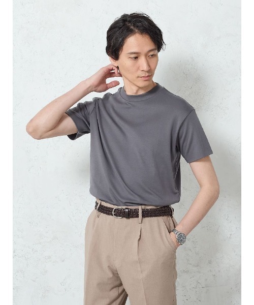 Perfect Suit FActory(パーフェクトスーツファクトリー)の「【ストレッチ】オフィスフィット・ベーシックTシャツ ホワイト/ブラック/グレー/ネイビー(Tシャツ/カットソー・メンズ・ネイビー/ブラック/オフホワイト/チャコールグレー・M/L/LL/S)」の3枚目の写真