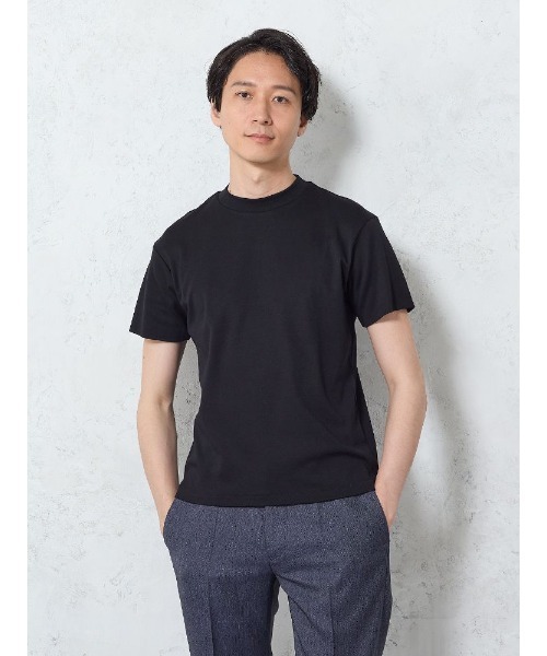 Perfect Suit FActory(パーフェクトスーツファクトリー)の「【ストレッチ】オフィスフィット・ベーシックTシャツ ホワイト/ブラック/グレー/ネイビー(Tシャツ/カットソー・メンズ・ネイビー/ブラック/オフホワイト/チャコールグレー・M/L/LL/S)」の2枚目の写真