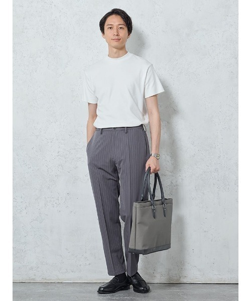 Perfect Suit FActory(パーフェクトスーツファクトリー)の「【ストレッチ】オフィスフィット・ベーシックTシャツ ホワイト/ブラック/グレー/ネイビー(Tシャツ/カットソー・メンズ・ネイビー/ブラック/オフホワイト/チャコールグレー・M/L/LL/S)」の6枚目の写真