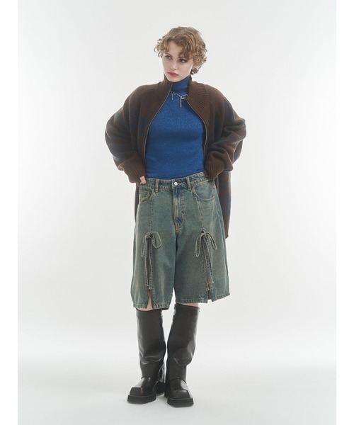 jouetie（ジュエティ）の「ジップスリットデニムハーフパンツ【セットアップ対応】（デニムパンツ・レディース・ブラック/ベージュ/ブルー・MEDIUM）」の12枚目の写真