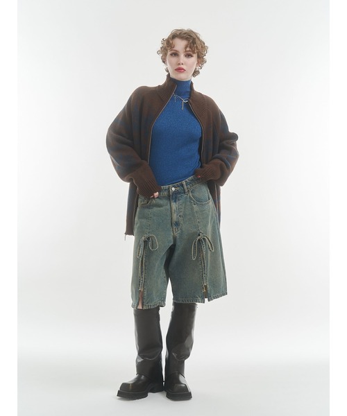 jouetie（ジュエティ）の「ジップスリットデニムハーフパンツ【セットアップ対応】（デニムパンツ・レディース・ブラック/ベージュ/ブルー・MEDIUM）」の13枚目の写真