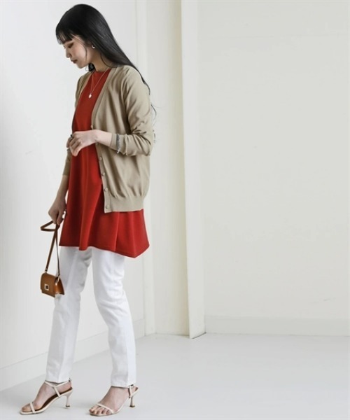 nissen（ニッセン）の「【アイスクリーンプレミアム】Vネックニットカーディガン（持続冷感・接触冷感・毛玉になりにくい・UVカット・洗濯機で洗える・遮熱）＜大きいサイズ有＞（カーディガン/ボレロ・レディース・杢グレー/モカ/ブラック/ブルー/オフホワイト・LL/S/M/L/3L）」の18枚目の写真