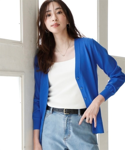 nissen（ニッセン）の「【アイスクリーンプレミアム】Vネックニットカーディガン（持続冷感・接触冷感・毛玉になりにくい・UVカット・洗濯機で洗える・遮熱）＜大きいサイズ有＞（カーディガン/ボレロ・レディース・杢グレー/モカ/ブラック/ブルー/オフホワイト・LL/S/M/L/3L）」の20枚目の写真