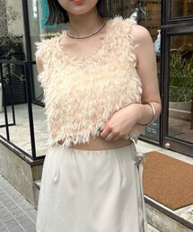 ANDREA&Co. ベージュ ノースリーブベスト　デザイン性⭕️ ANDREA&Co. ベージュ ノースリーブベスト デザイン性⭕️