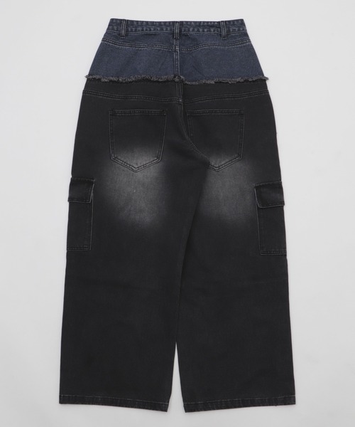 SHORT ROUND(ショートラウンド)の「SHORT ROUND/ダブルウエストカーゴデニムパンツ(デニムパンツ・メンズ・ブラック系3・LARGE/MEDIUM)」の7枚目の写真