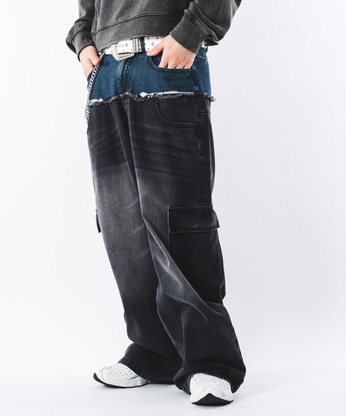 SHORT ROUND(ショートラウンド)の「SHORT ROUND/ダブルウエストカーゴデニムパンツ(デニムパンツ・メンズ・ブラック系3・LARGE/MEDIUM)」の17枚目の写真