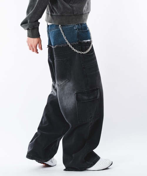 SHORT ROUND(ショートラウンド)の「SHORT ROUND/ダブルウエストカーゴデニムパンツ(デニムパンツ・メンズ・ブラック系3・LARGE/MEDIUM)」の19枚目の写真
