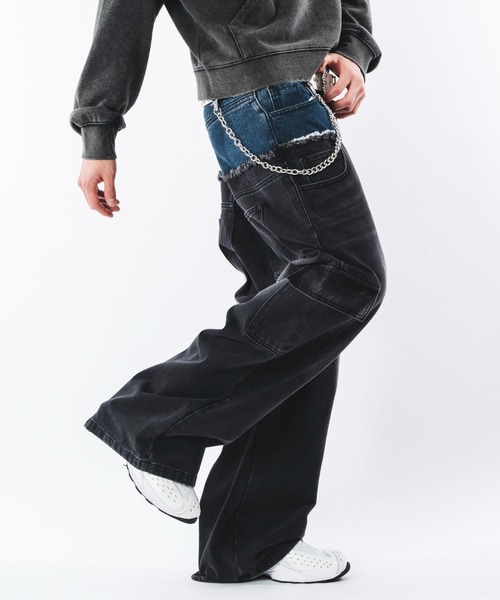 SHORT ROUND(ショートラウンド)の「SHORT ROUND/ダブルウエストカーゴデニムパンツ(デニムパンツ・メンズ・ブラック系3・LARGE/MEDIUM)」の21枚目の写真