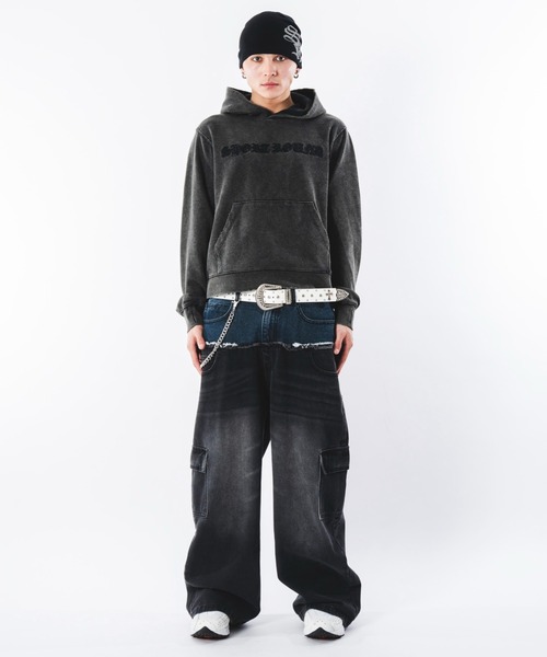 SHORT ROUND(ショートラウンド)の「SHORT ROUND/ダブルウエストカーゴデニムパンツ(デニムパンツ・メンズ・ブラック系3・LARGE/MEDIUM)」の22枚目の写真