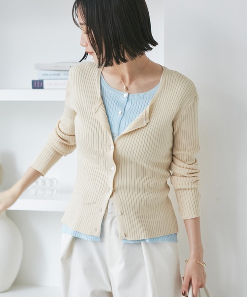 VIS(ビス)の「【WEB限定】フェイクレイヤードカーディガン(マルチWAY)(カーディガン/ボレロ・レディース・チャコールグレー/ベージュ/レッド・FREE)」の1枚目の写真