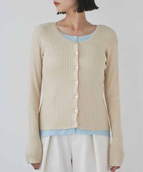 VIS(ビス)の「【WEB限定】フェイクレイヤードカーディガン(マルチWAY)(カーディガン/ボレロ・レディース・チャコールグレー/ベージュ/レッド・FREE)」の14枚目の写真