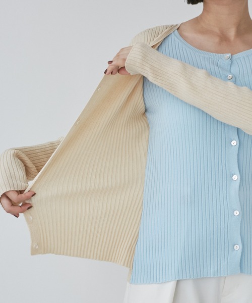 VIS(ビス)の「【WEB限定】フェイクレイヤードカーディガン(マルチWAY)(カーディガン/ボレロ・レディース・チャコールグレー/ベージュ/レッド・FREE)」の21枚目の写真