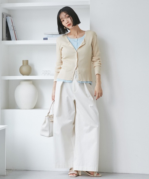 VIS(ビス)の「【WEB限定】フェイクレイヤードカーディガン(マルチWAY)(カーディガン/ボレロ・レディース・チャコールグレー/ベージュ/レッド・FREE)」の10枚目の写真