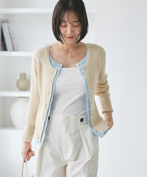 VIS(ビス)の「【WEB限定】フェイクレイヤードカーディガン(マルチWAY)(カーディガン/ボレロ・レディース・チャコールグレー/ベージュ/レッド・FREE)」の13枚目の写真