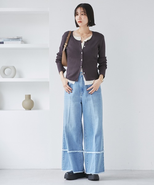 VIS(ビス)の「【WEB限定】フェイクレイヤードカーディガン(マルチWAY)(カーディガン/ボレロ・レディース・チャコールグレー/ベージュ/レッド・FREE)」の5枚目の写真