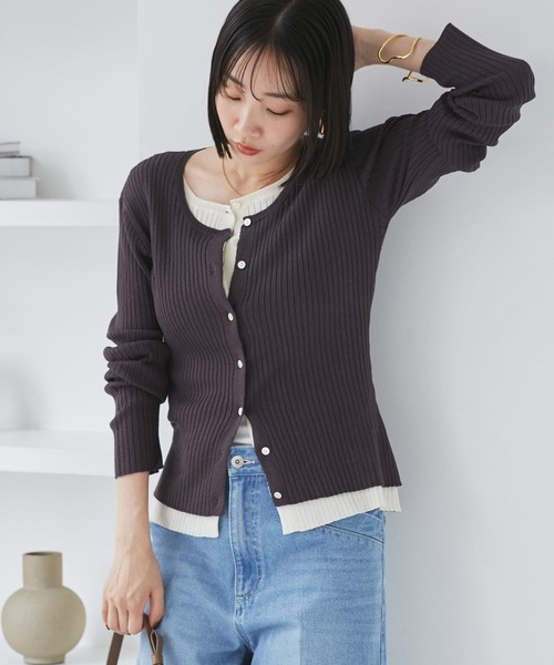 VIS(ビス)の「【WEB限定】フェイクレイヤードカーディガン(マルチWAY)(カーディガン/ボレロ・レディース・チャコールグレー/ベージュ/レッド・FREE)」の6枚目の写真