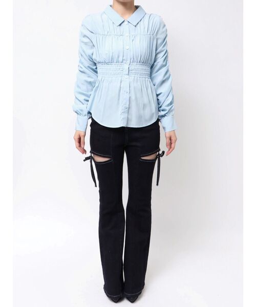 RESEXXY（リゼクシー）の「ギャザーデザインチュニックシャツ（シャツ/ブラウス・レディース・ホワイト/ブルー/ブラック・FREE）」の5枚目の写真