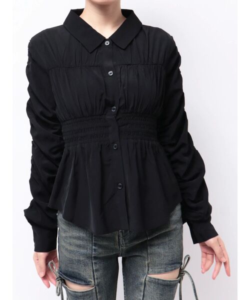 RESEXXY（リゼクシー）の「ギャザーデザインチュニックシャツ（シャツ/ブラウス・レディース・ホワイト/ブルー/ブラック・FREE）」の10枚目の写真
