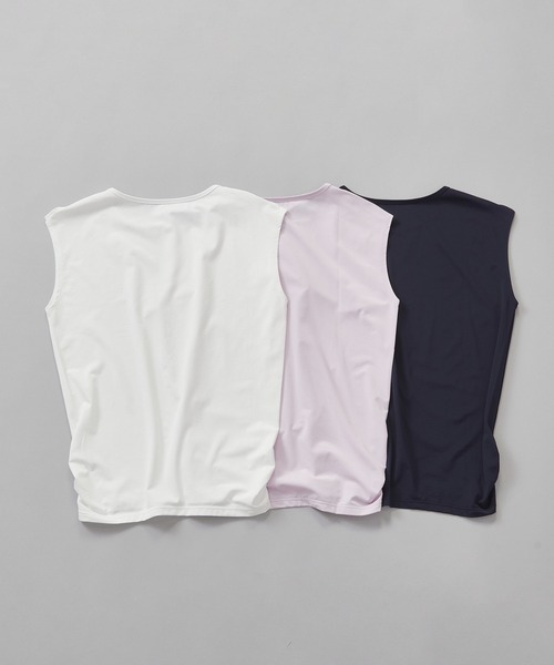 Julier Yoga and Relax（ジュリエヨガアンドリラックス）の「Julier (定番)Ecocoベア天竺チュニック（Tシャツ/カットソー・レディース・ピンク/ホワイト/ネイビー・1/0）」の13枚目の写真