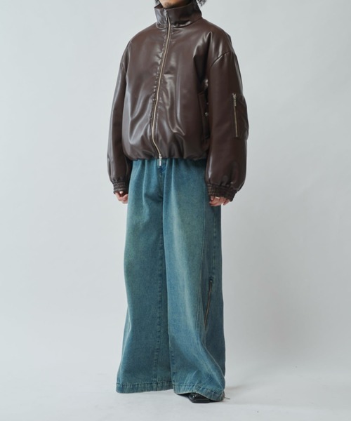 Lui's(ルイス)の「【Neucon/ニューコン】レザーボリュームパッファースタンドブルゾン(ブルゾン・メンズ・ブラック/ブラウン・2/1)」の15枚目の写真