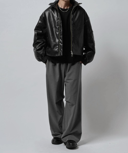 Neucon/ニューコン】レザーボリュームパッファースタンドブルゾン