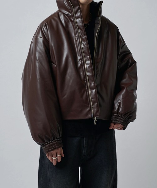 Neucon/ニューコン】レザーボリュームパッファースタンドブルゾン