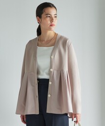 ドッキング ペプラム Vネック ニット カーディガン -ウォッシャブル-