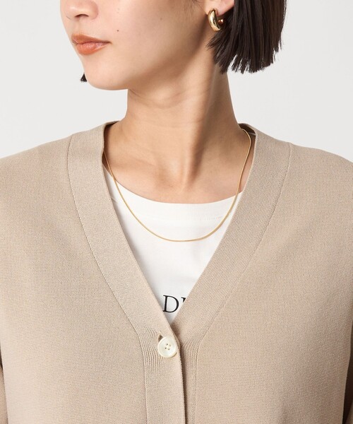 green label relaxing（グリーンレーベルリラクシング）の「ドッキング ペプラム Vネック ニット カーディガン -ウォッシャブル-（カーディガン/ボレロ・レディース・ベージュ/ネイビー・FREE）」の19枚目の写真