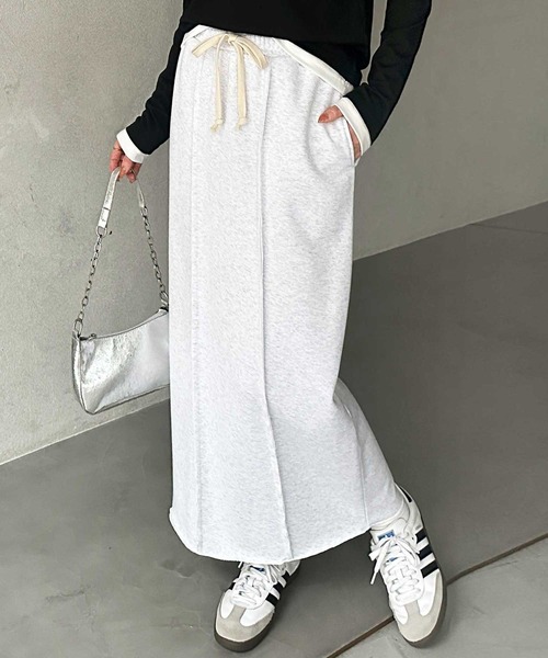 GeeRA(ジーラ)の「【S-LLサイズ】すっきり見え!フロントラインスウェットタイトロングスカート(スカート・レディース・オートミール/杢グレー/ブラック・SMALL/MEDIUM/LARGE/X-LARGE)」の3枚目の写真