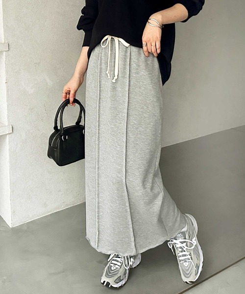 GeeRA(ジーラ)の「【S-LLサイズ】すっきり見え!フロントラインスウェットタイトロングスカート(スカート・レディース・オートミール/杢グレー/ブラック・SMALL/MEDIUM/LARGE/X-LARGE)」の1枚目の写真