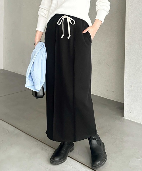 GeeRA(ジーラ)の「【S-LLサイズ】すっきり見え!フロントラインスウェットタイトロングスカート(スカート・レディース・オートミール/杢グレー/ブラック・SMALL/MEDIUM/LARGE/X-LARGE)」の2枚目の写真