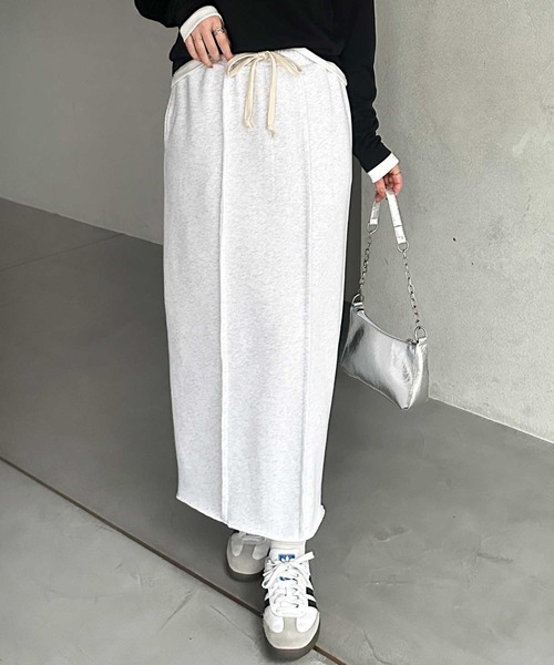 GeeRA(ジーラ)の「【S-LLサイズ】すっきり見え!フロントラインスウェットタイトロングスカート(スカート・レディース・オートミール/杢グレー/ブラック・SMALL/MEDIUM/LARGE/X-LARGE)」の12枚目の写真