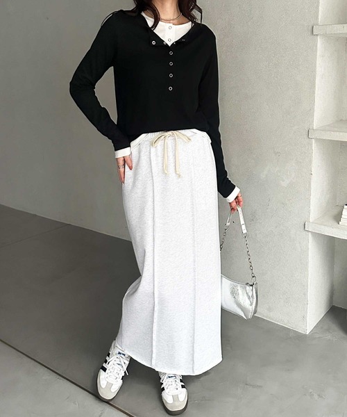 GeeRA(ジーラ)の「【S-LLサイズ】すっきり見え!フロントラインスウェットタイトロングスカート(スカート・レディース・オートミール/杢グレー/ブラック・SMALL/MEDIUM/LARGE/X-LARGE)」の13枚目の写真