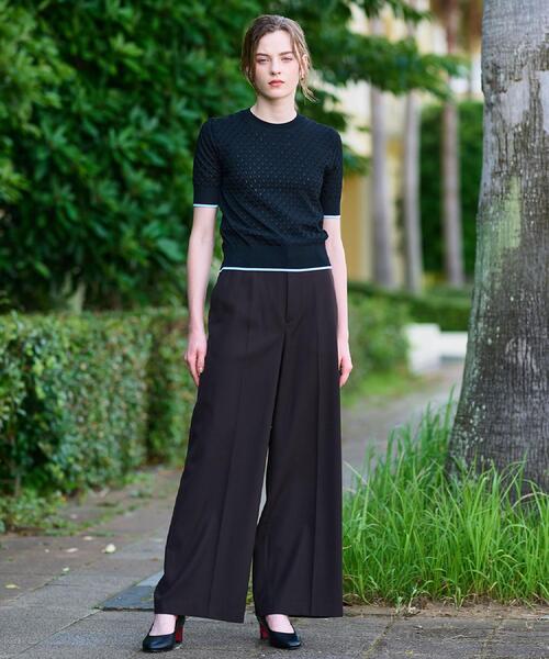 フラワーレースハーフスリーブニット DRESSTERIOR ニット セーター 「6色展開/オンオフ」レース編み