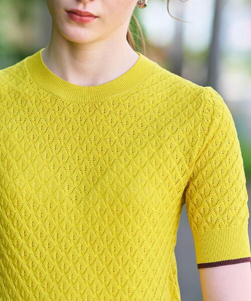 DRESSTERIOR（ドレステリア）の「【6色展開/オンオフ】レース編みハーフスリーブニット（ニット/セーター・レディース・イエロー系その他/ブラック/ブラウン系その他/モスグリーン/オレンジ/オフホワイト・38/36/34）」の7枚目の写真