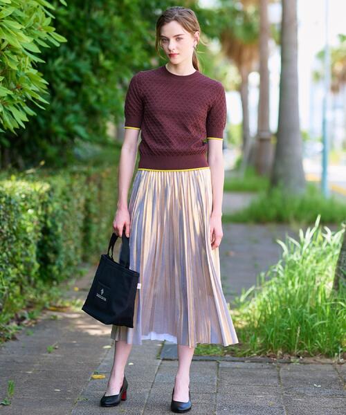 DRESSTERIOR（ドレステリア）の「【6色展開/オンオフ】レース編みハーフスリーブニット（ニット/セーター・レディース・イエロー系その他/ブラック/ブラウン系その他/モスグリーン/オレンジ/オフホワイト・38/36/34）」の10枚目の写真