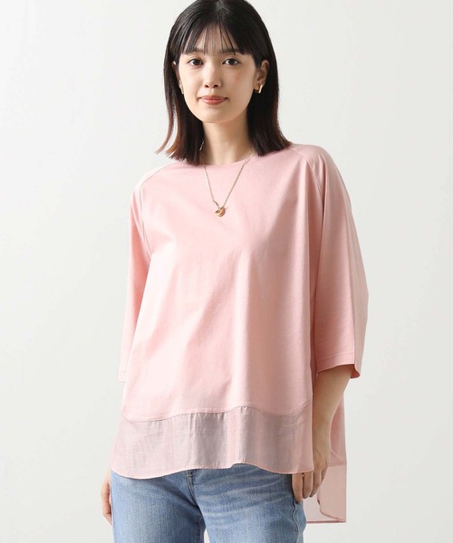 Gready Brilliant（グレディブリリアン）の「裾シアーラウンド７分袖カットソー（Tシャツ/カットソー・レディース・ブラック/ピンク/キャメル・FREE）」の3枚目の写真