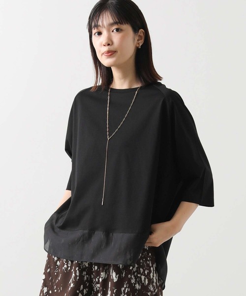 tシャツ 袖シアー裾ラウンドカットソー レディース Gready Brilliant裾シアーラウンド7分袖カットソー | SEKIMIKI