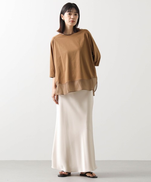 Gready Brilliant（グレディブリリアン）の「裾シアーラウンド７分袖カットソー（Tシャツ/カットソー・レディース・ブラック/ピンク/キャメル・FREE）」の4枚目の写真