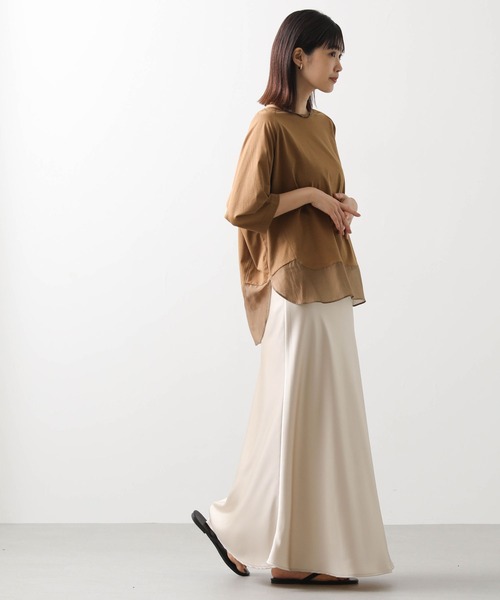 Gready Brilliant（グレディブリリアン）の「裾シアーラウンド７分袖カットソー（Tシャツ/カットソー・レディース・ブラック/ピンク/キャメル・FREE）」の5枚目の写真