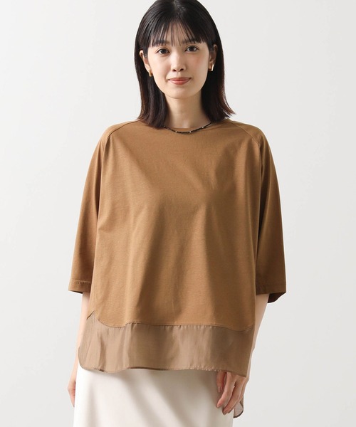 tシャツ 裾シアーラウンド７分袖カットソー レディース 裾シアーラウンド7分袖カットソー（Tシャツ/カットソー