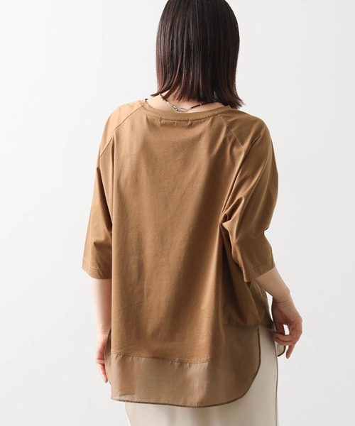 tシャツ 裾シアーラウンド７分袖カットソー レディース 裾シアーラウンド7分袖カットソー（Tシャツ/カットソー