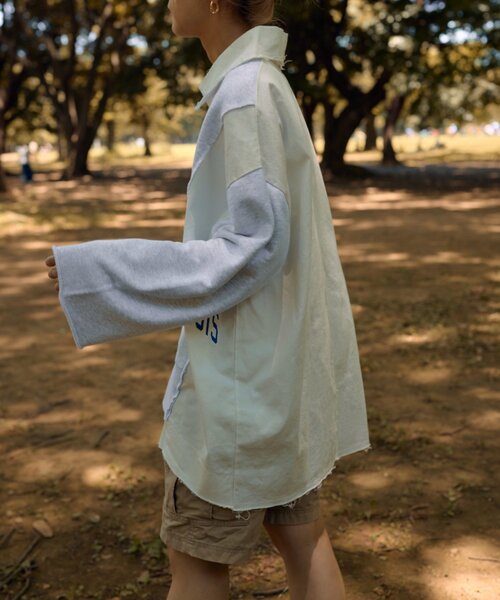 etsinta（エシンタ）の「etsintaリメイクハーフZIPスウェット（スウェット・レディース・ライトグレー・ONE SIZE）」の5枚目の写真